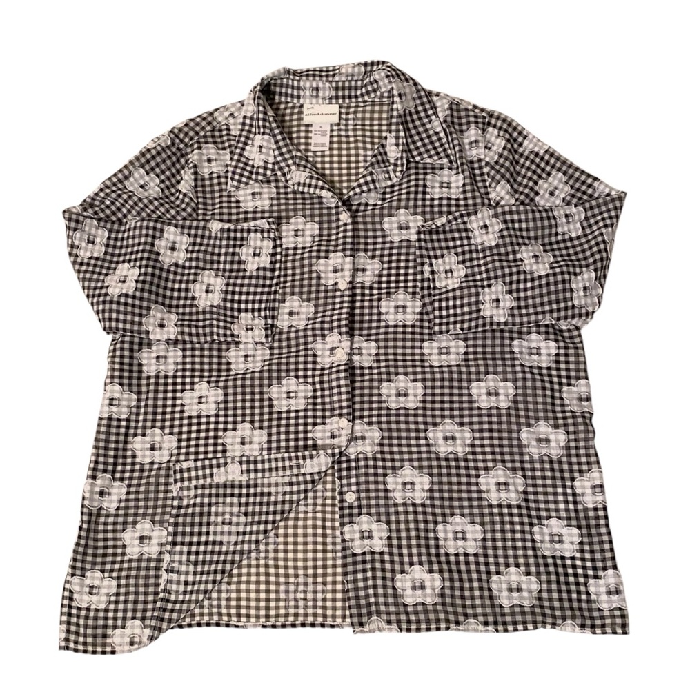 Gingham floral button up shirt (Alfred Dunner)